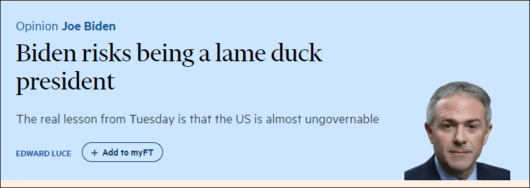 英媒：拜登才会是“跛脚鸭总统”