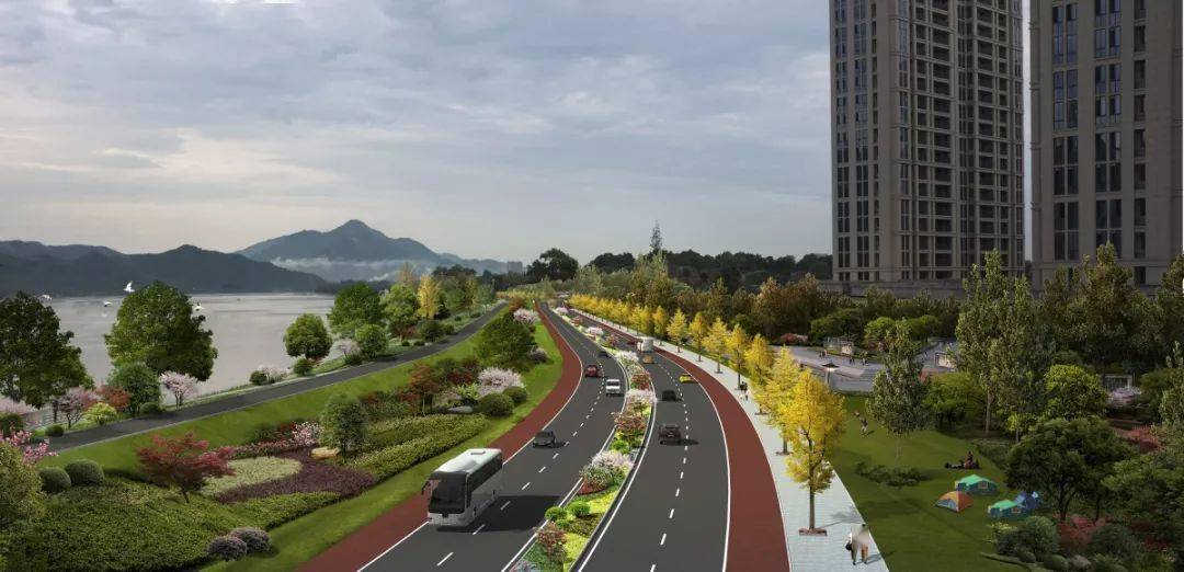 317km, 自桐庐滩头综合码头至江南镇荻浦村终止, 与320国道平面相交.