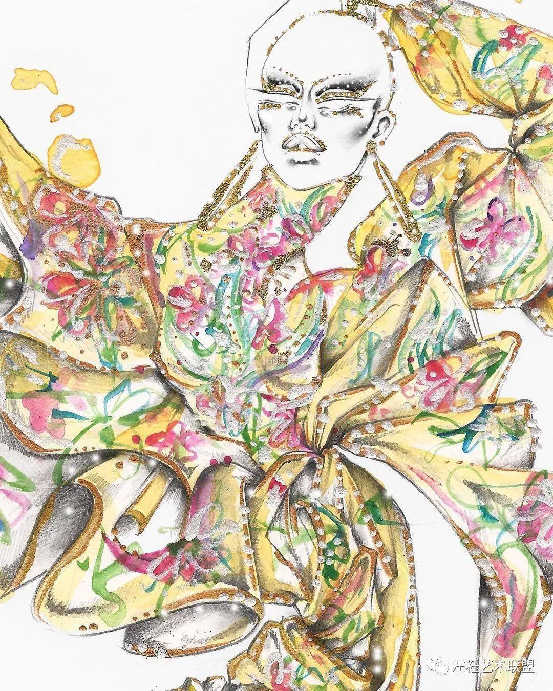 时尚|时装画上的褶皱不知怎么画？向这位时尚插画界的＂三宅一生＂学习一下！