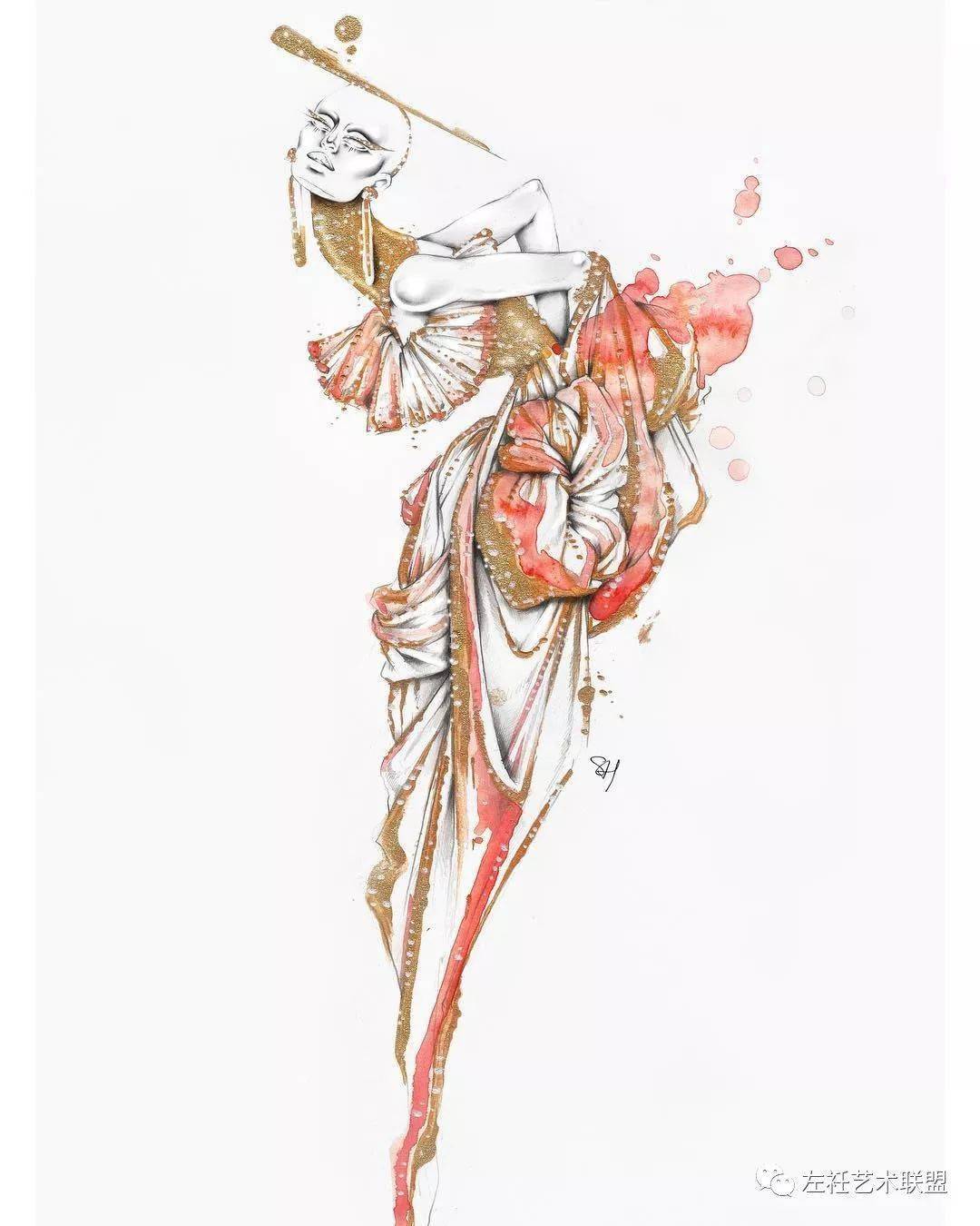 时尚|时装画上的褶皱不知怎么画？向这位时尚插画界的＂三宅一生＂学习一下！