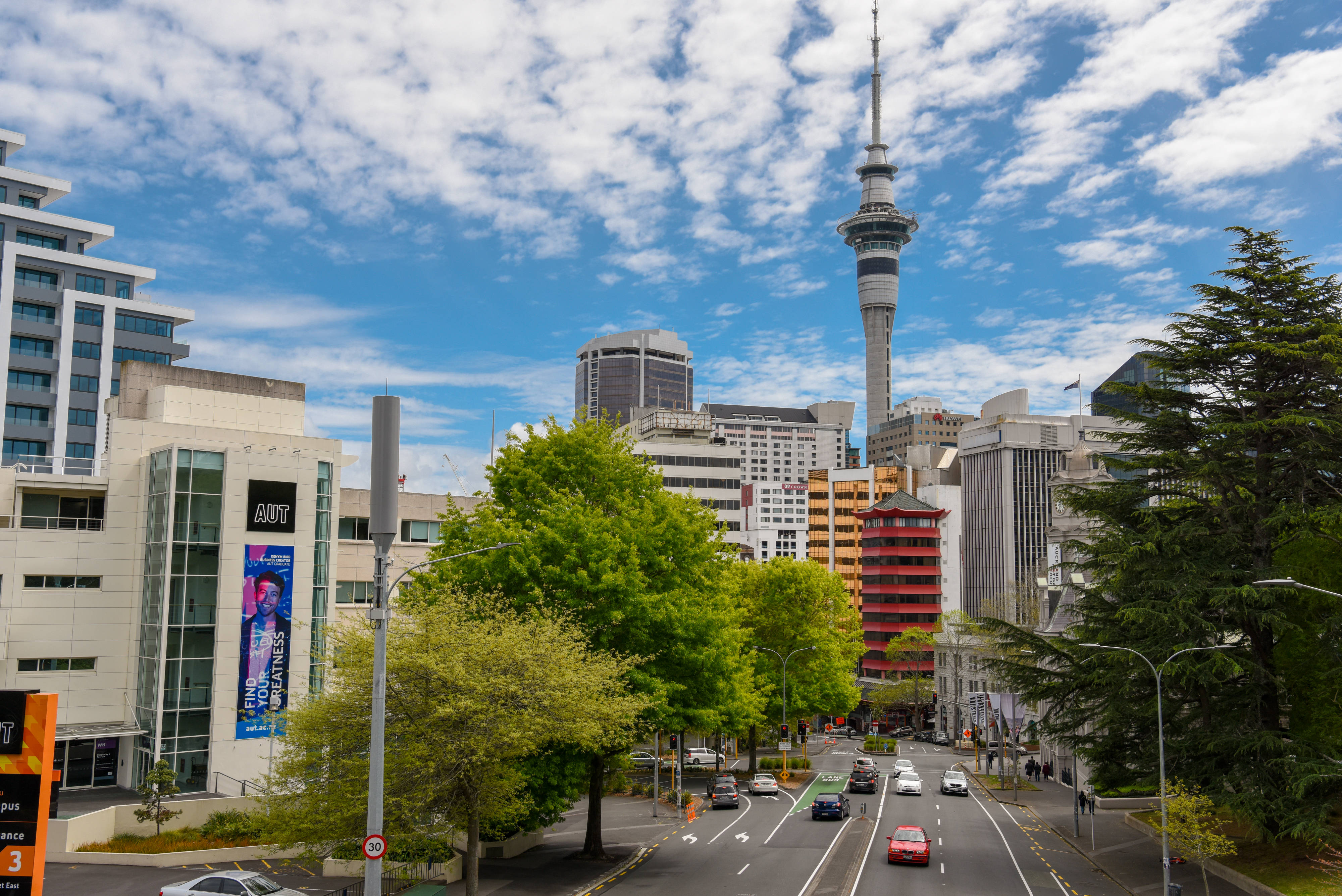 这是新西兰最大城市奥克兰街景(10月10日摄).