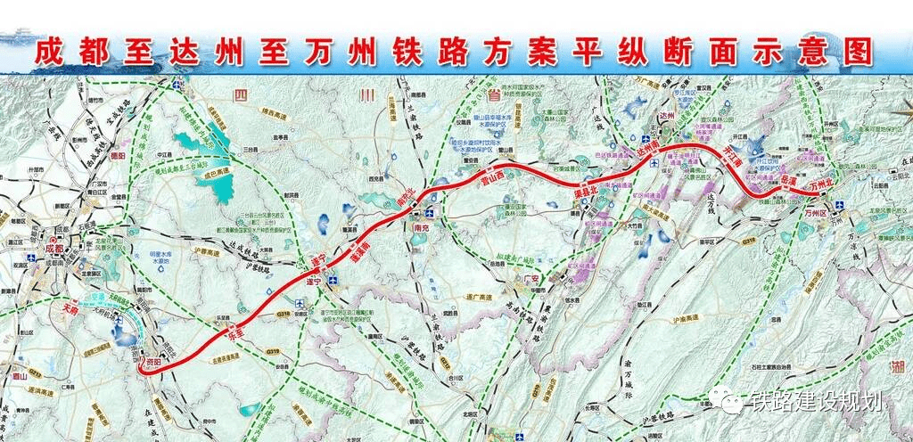 成达万高铁线路平面示意图▼ 来源:铁路建设规划 声明:转载此文是