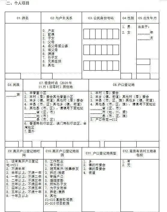 第七次人口普查表分几种_第七次人口普查表图片(2)