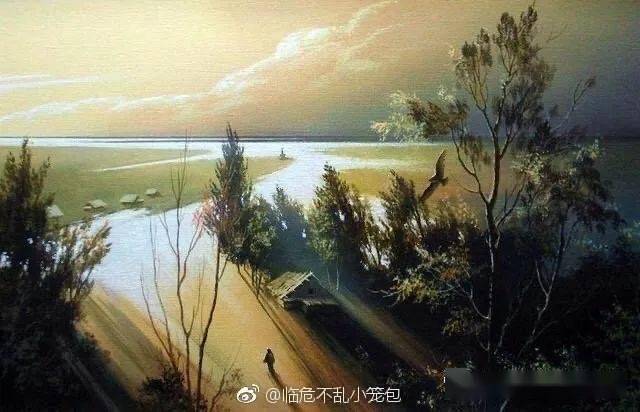 穿过森林的一束光秋天的森林俄罗斯画家victoryushkevich