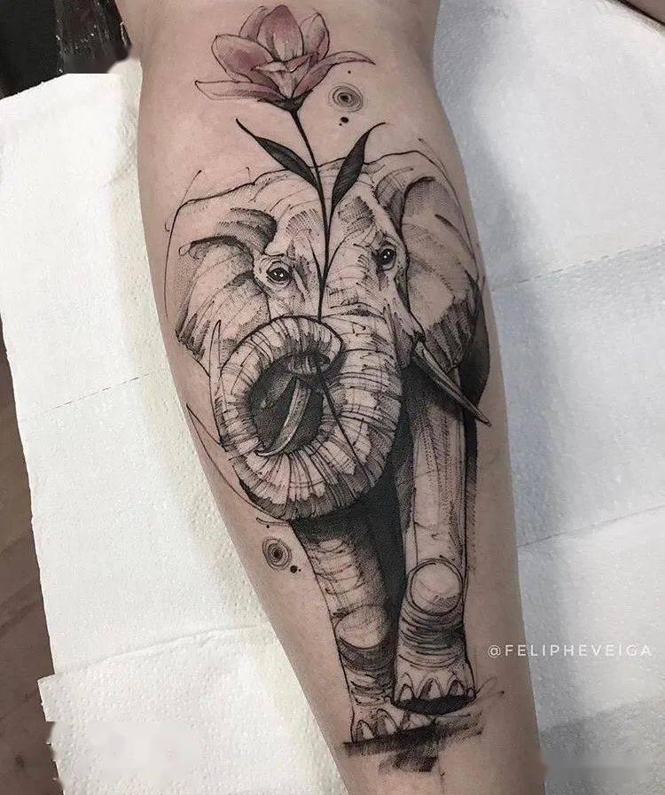 tattoo寓意吉祥的大象纹身