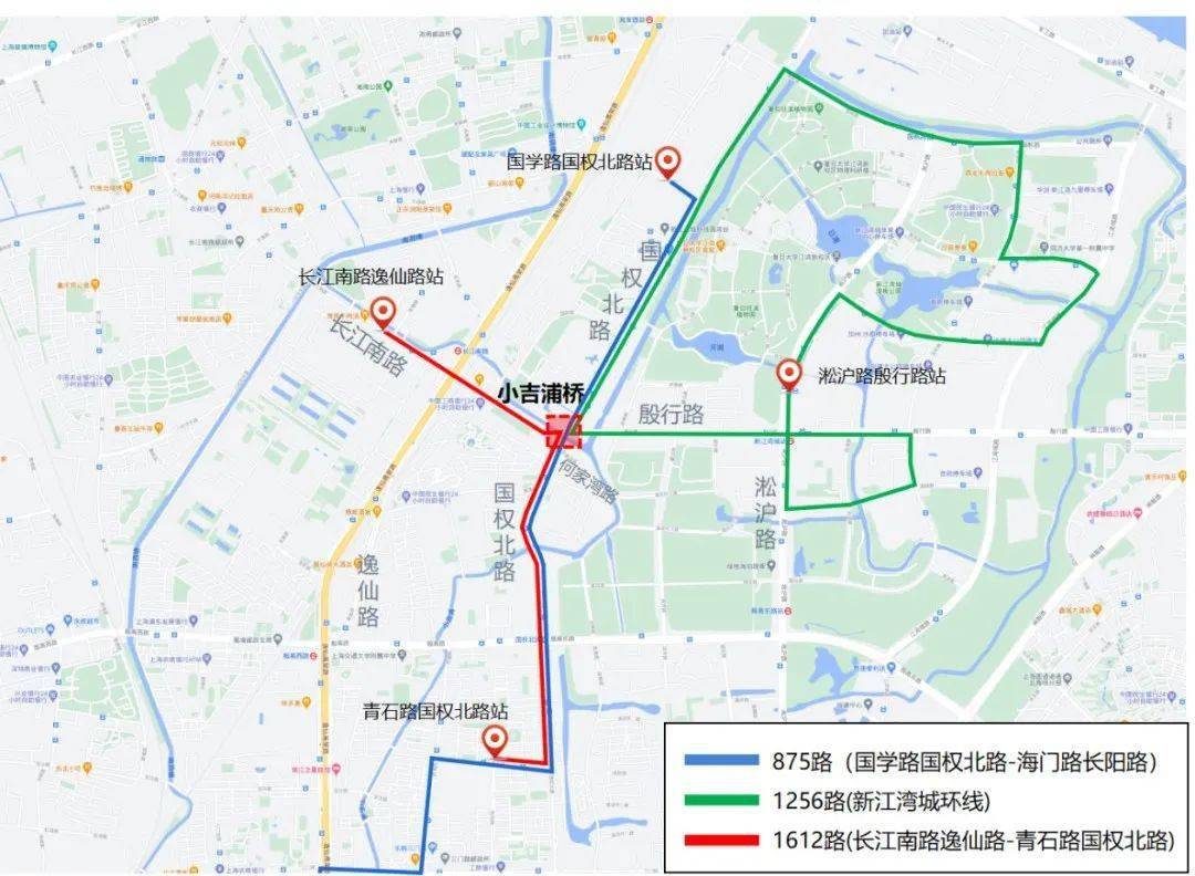 小吉浦桥途经公交线路示意图