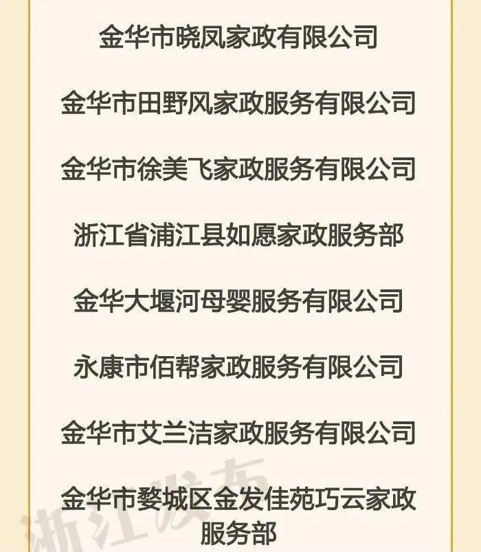 浙江这一波家政榜单，你可能会用到！金华这些企业、个人上榜