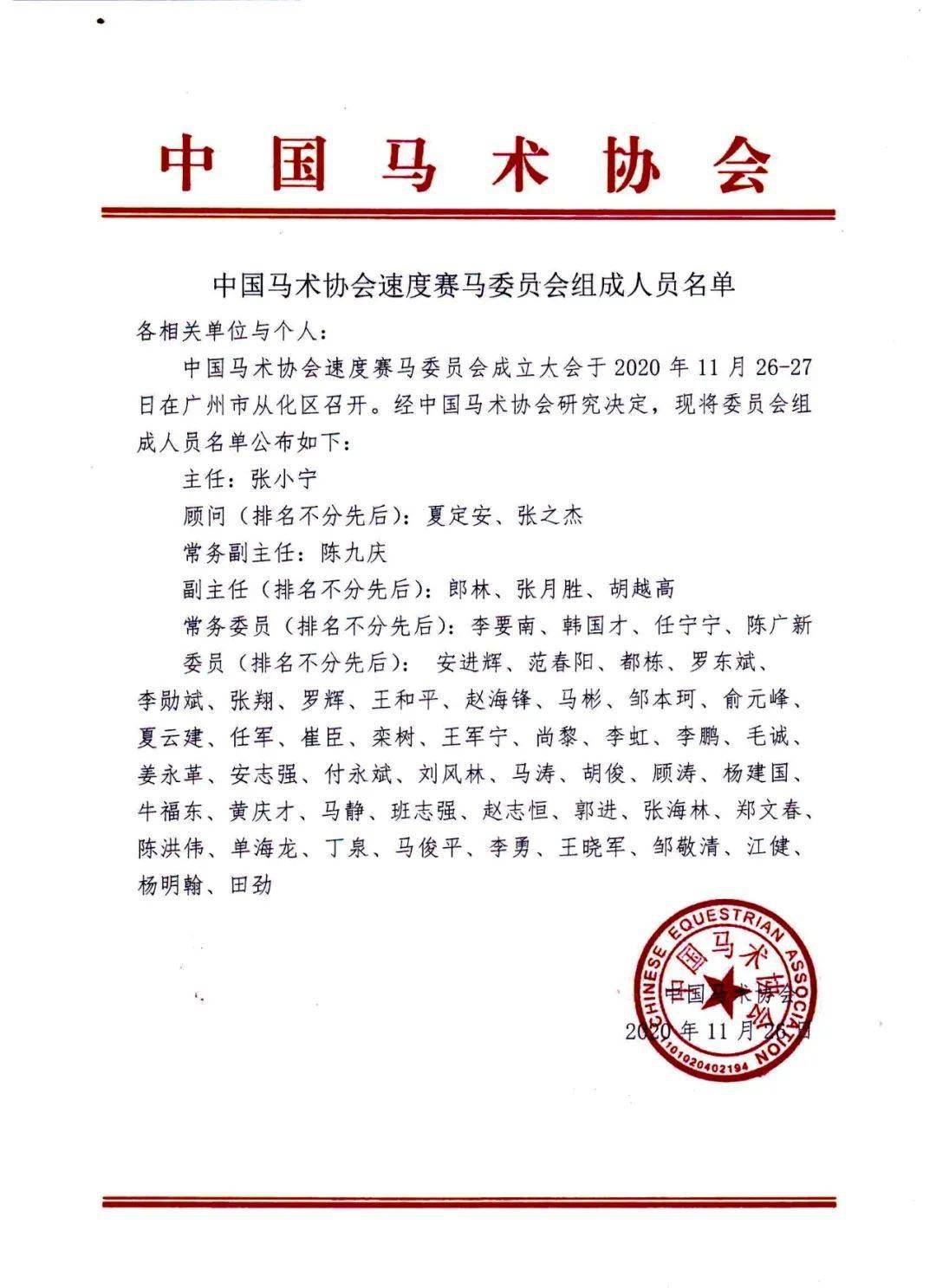 里程碑中国马术协会速度赛马委员会今日成立