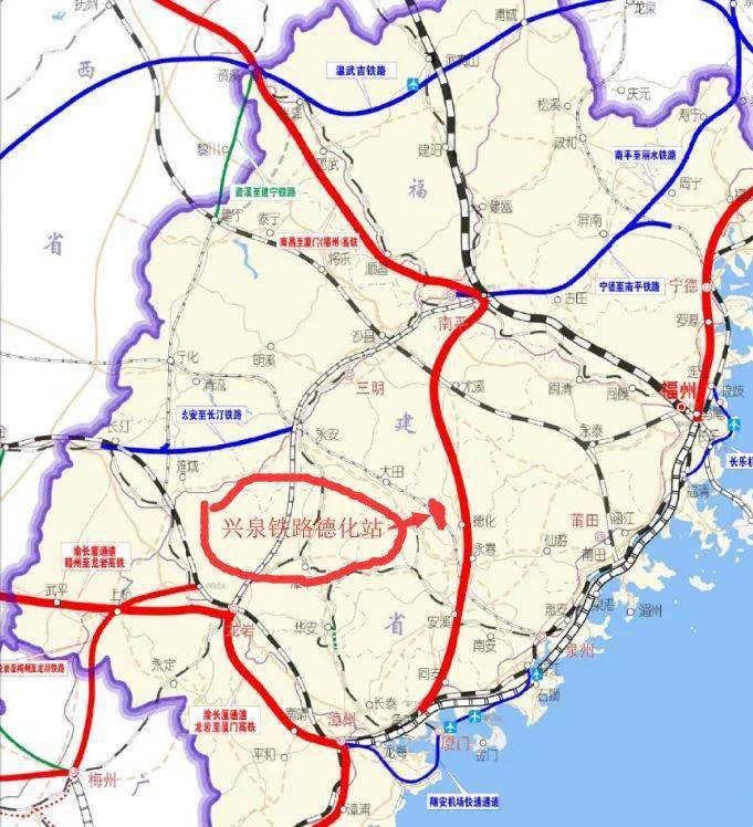 昌厦高铁局部规划线路图   《福建省中长期铁路网规划》