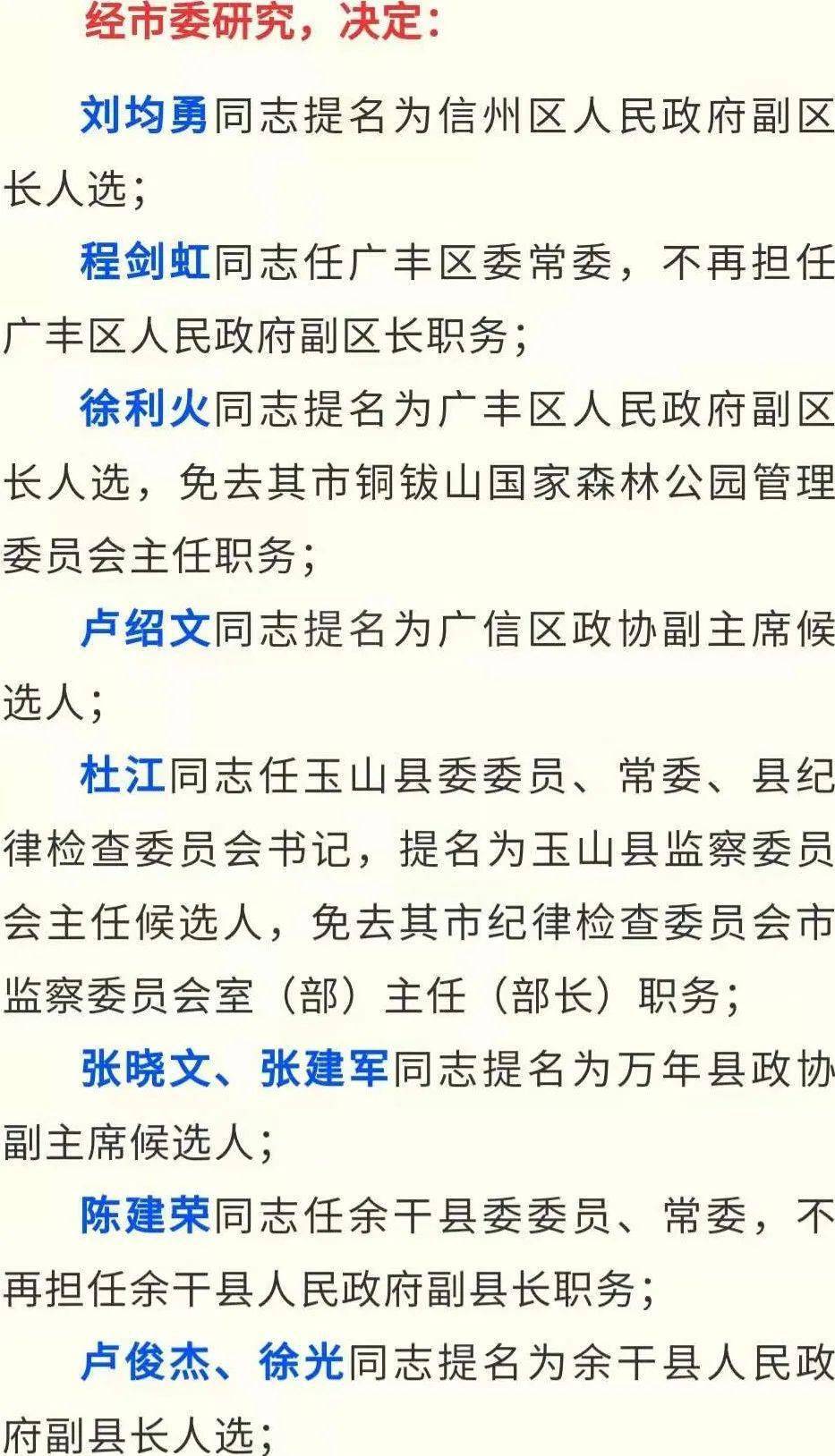 局副局长职务;蔡必盛同志任上饶经济技术开发区纪检监察工委副书记