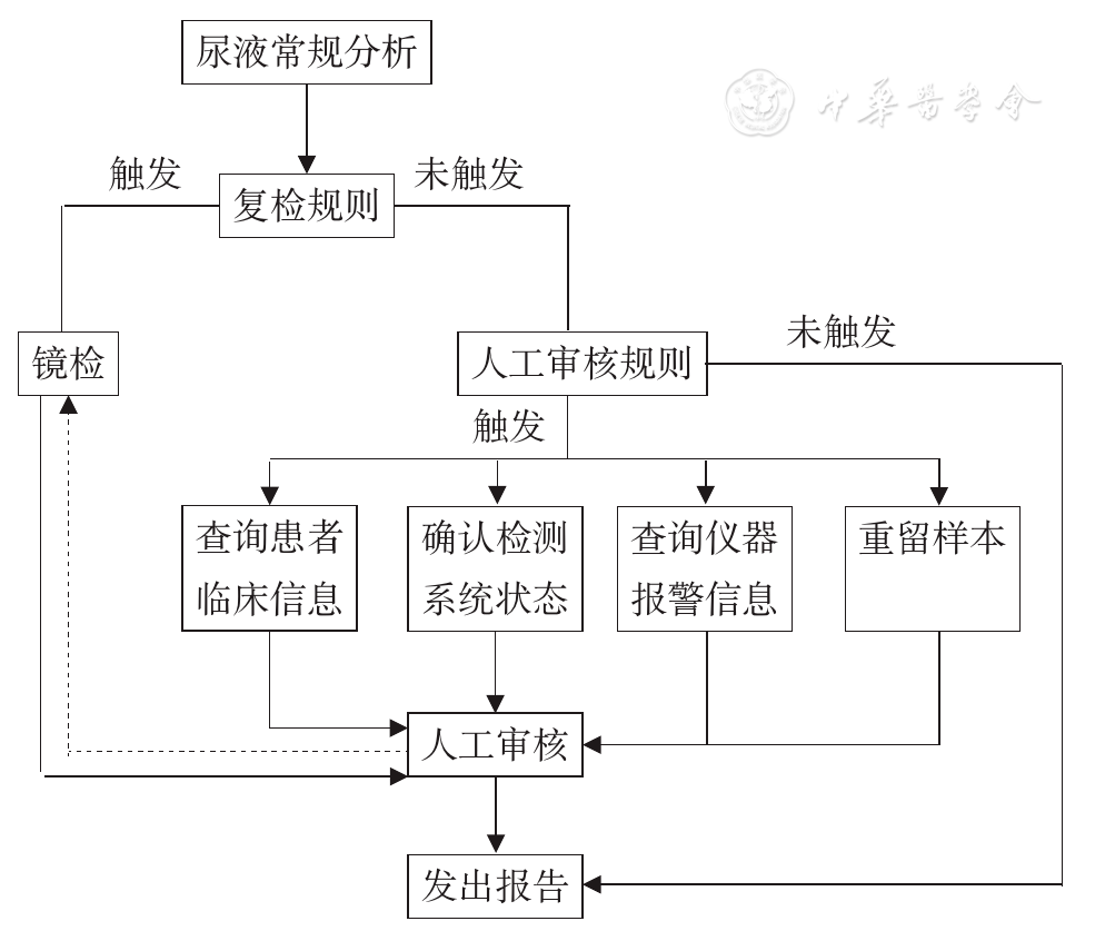 尿液常规分析智能审核流程图