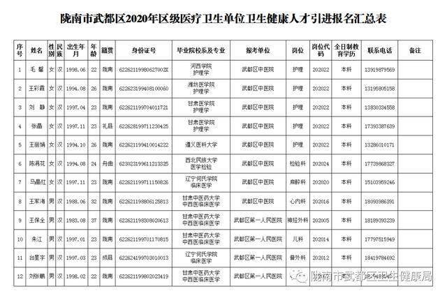 陇南市武都区2020年gdp_陇南市武都区2020年区级医疗卫生单位卫生健康人才引进招聘面试公告