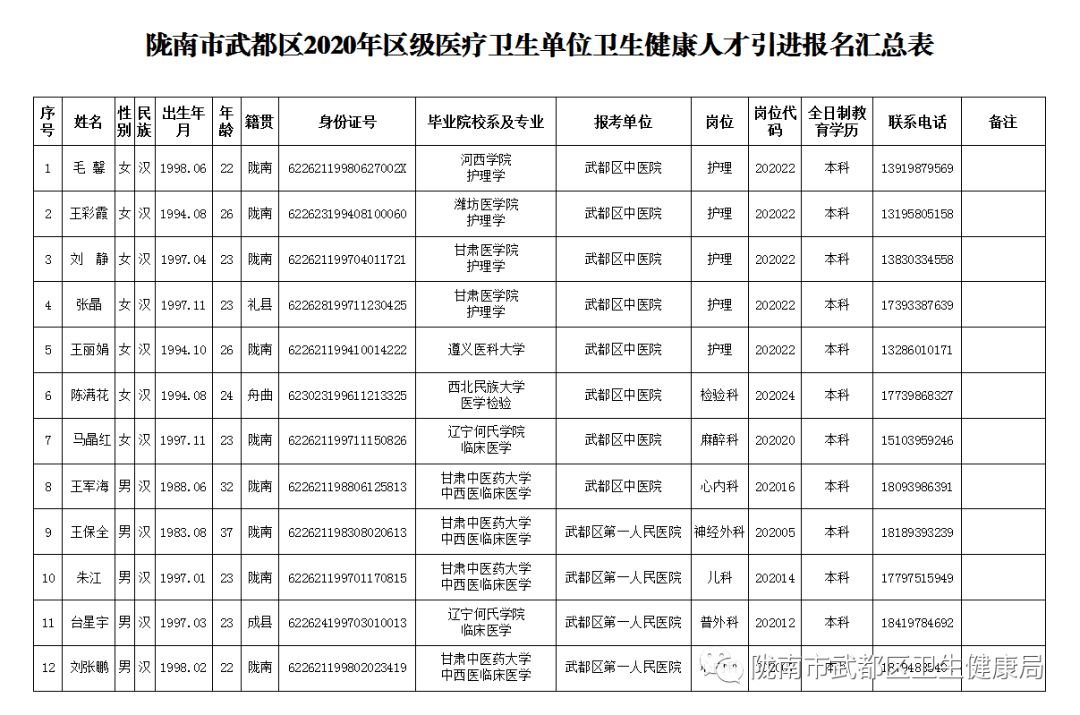 陇南市武都区2020年gdp_陇南市武都区2020年区级医疗卫生单位卫生健康人才引进招聘面试公告