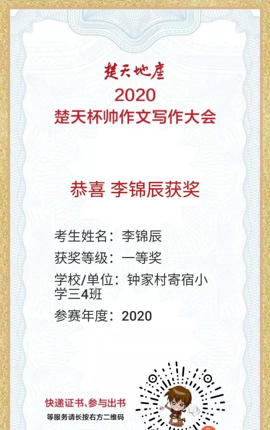 2020楚天杯帅作文写作大会一等奖—李锦辰