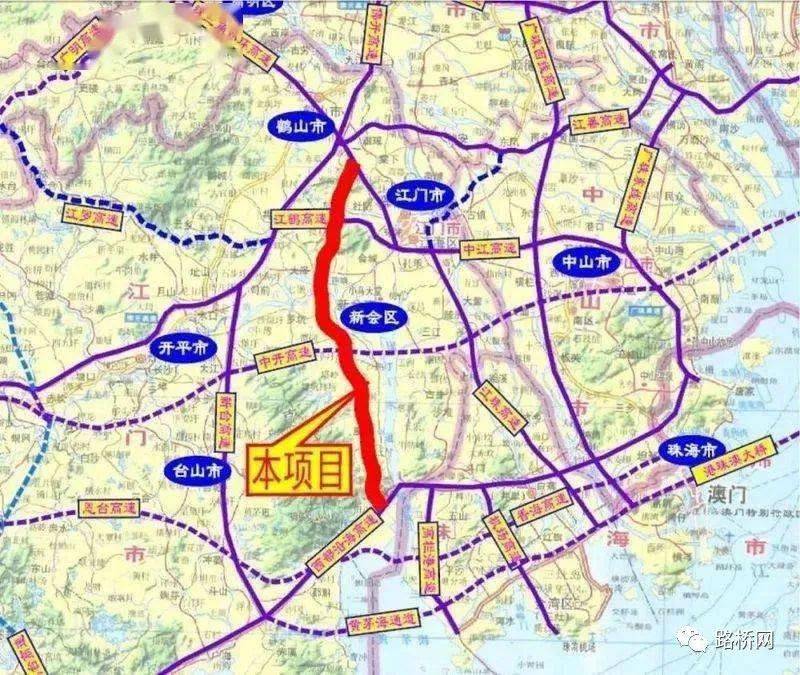 本项目路线起于江门市蓬江区棠下镇迳口村,接江肇高速公路,经蓬江区