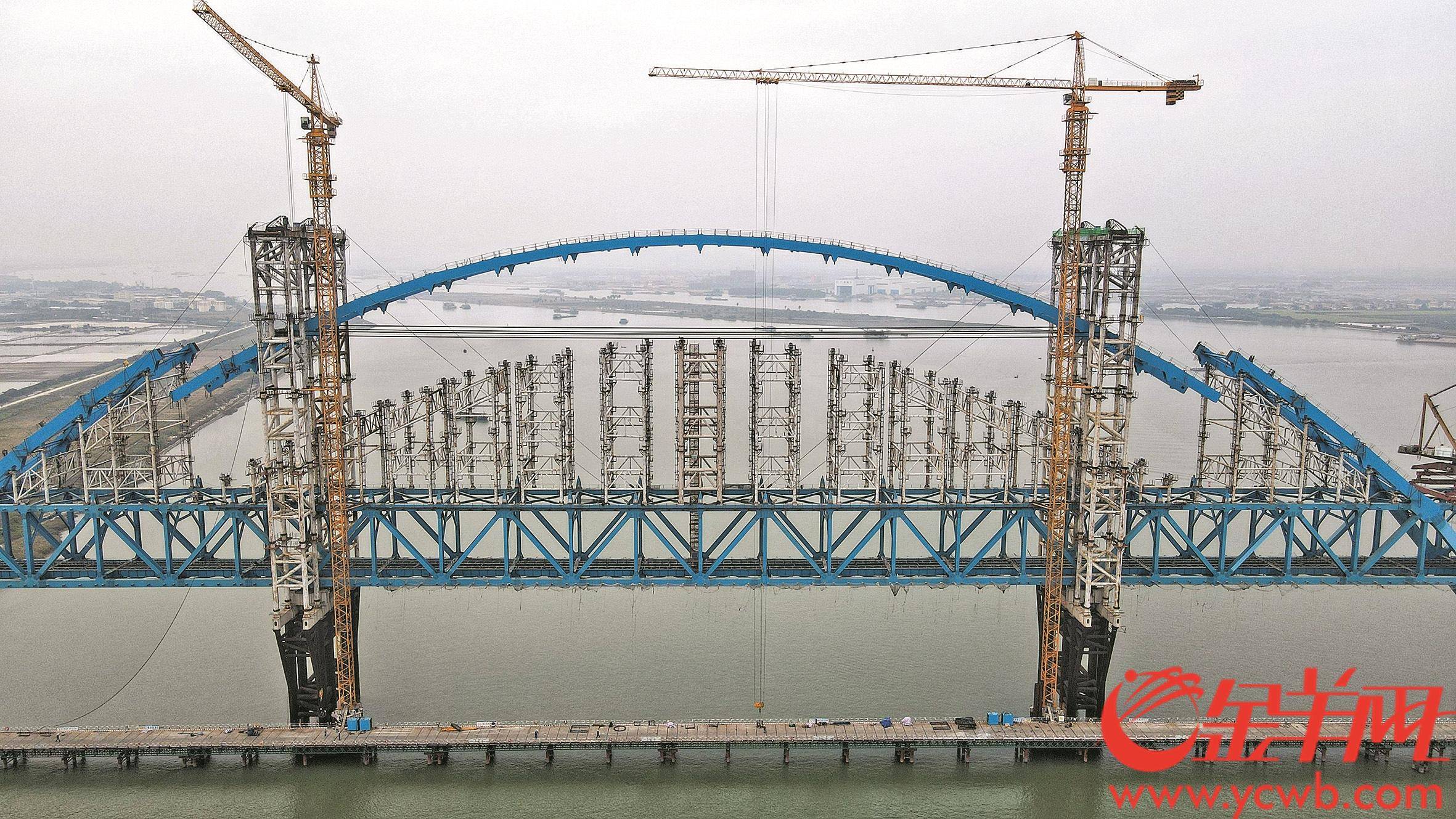 南沙港铁路跨洪奇沥水道特大桥建设取得重大进展亚洲第一跨顺利合龙