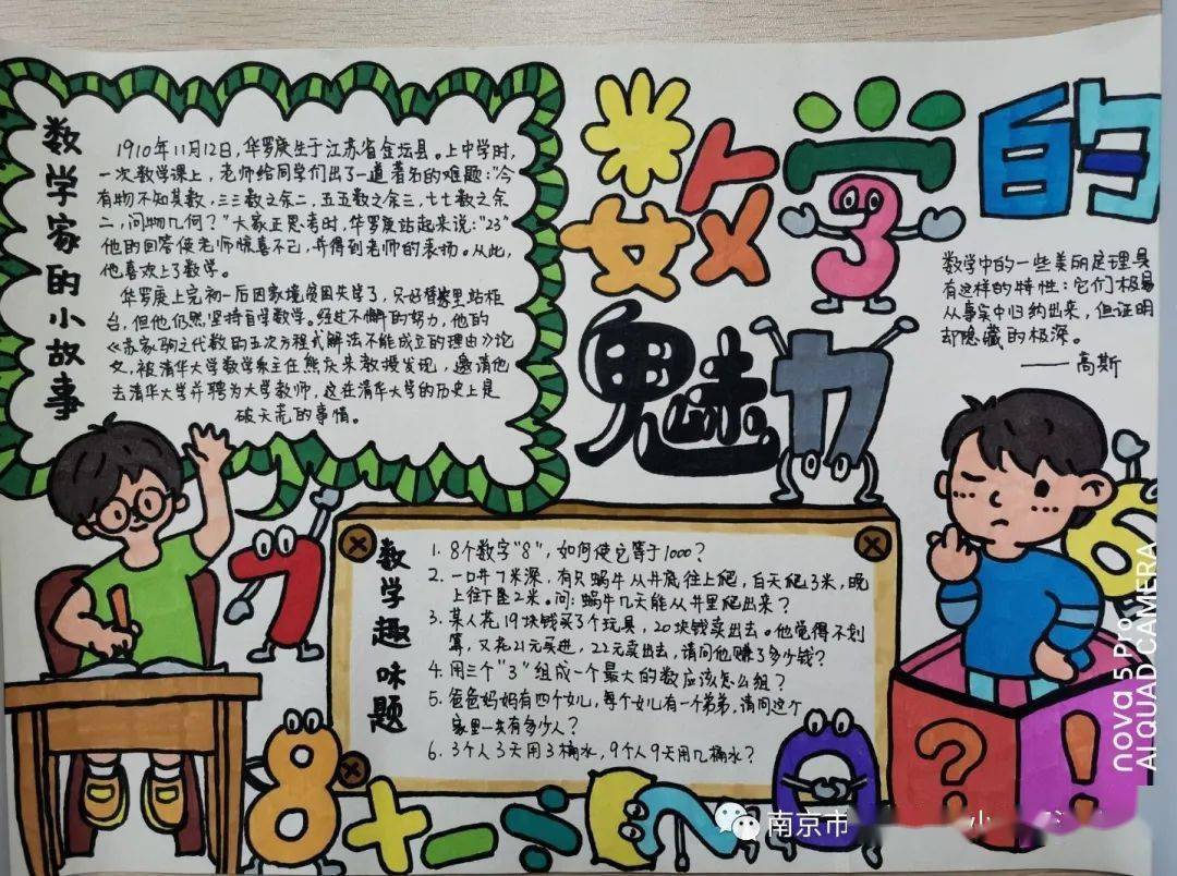 感受数学魅力——浦实万江趣味数学节五,六年级手抄报活动