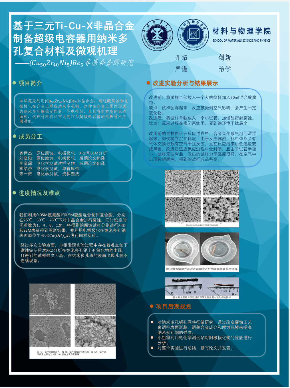 材料与物理学院大学生创新训练项目成果海报展