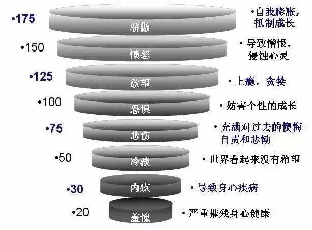 会削弱身体机能,降低生命的质量;200以上则是正能量,700以上的是开悟