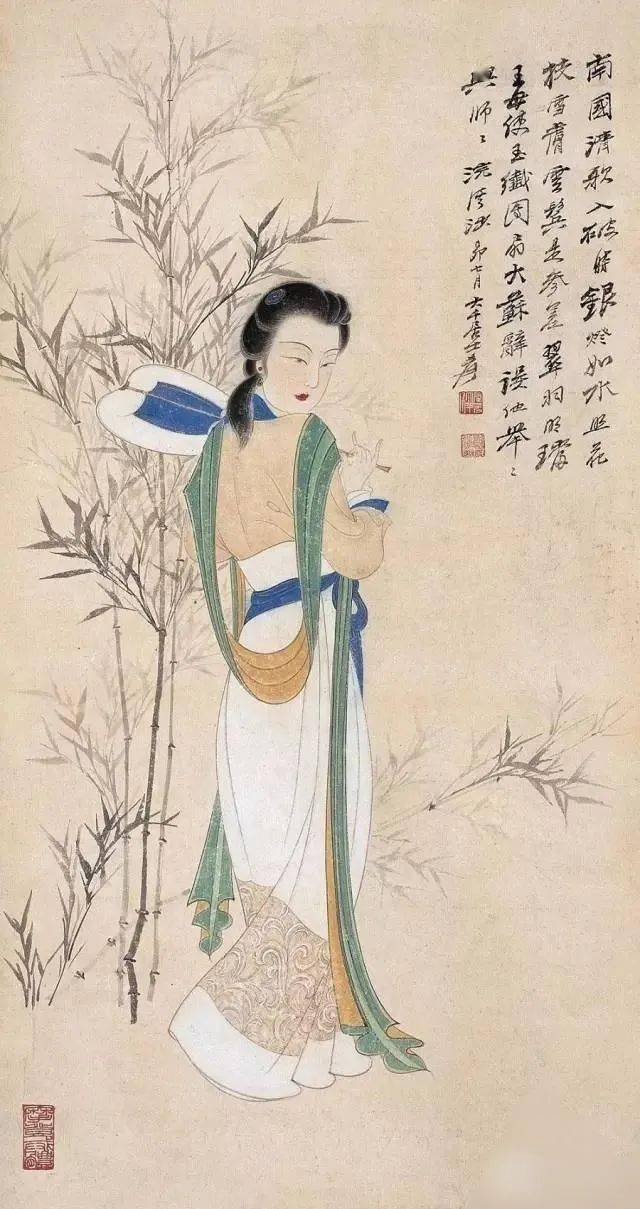 名画赏析】张大千-《仕女图》_侵权