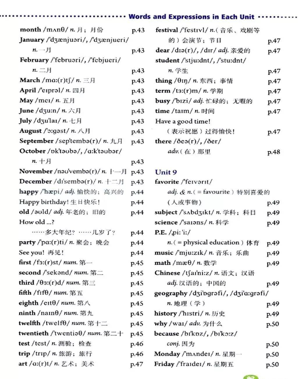 人教版初中英语七,八,九年级上册单词听力汇总