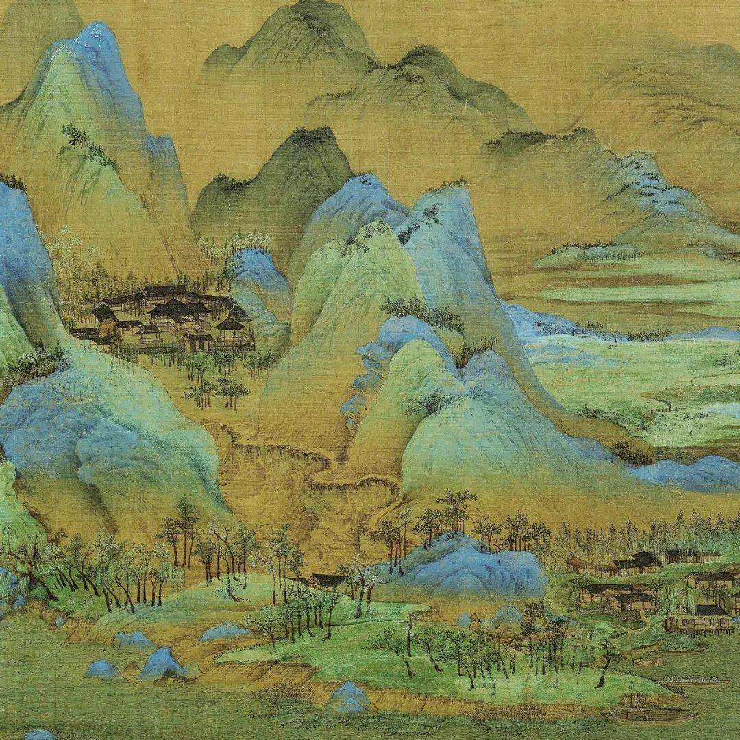 中国十大传世名画之一千里江山图全卷高清欣赏细节放大