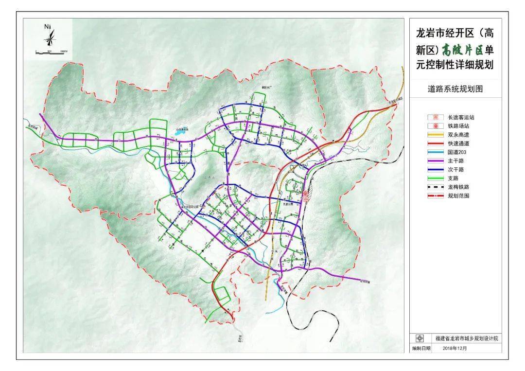 龙岩市经开区(高新区)高陂片区道路系统规划图日前,根据龙岩市发改委