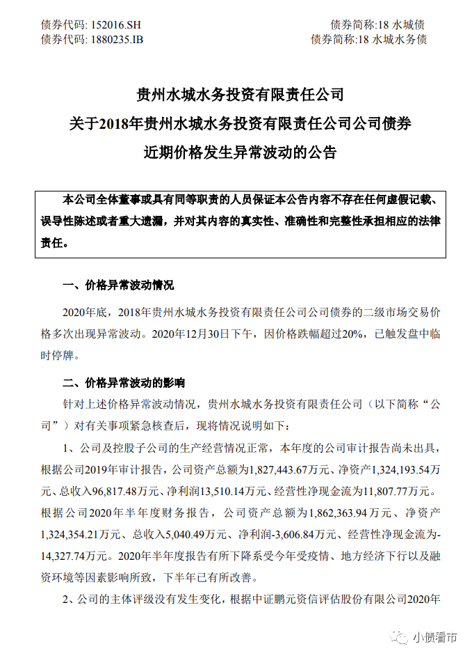 贵州水城水务暴跌停牌 水城高科降级引发蝴蝶效应(图2)