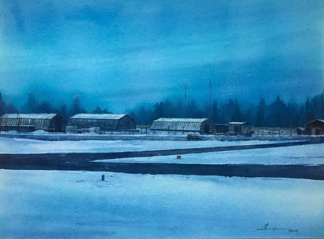 伊尔库茨克的机场 36x54cm 纸本水彩 2019