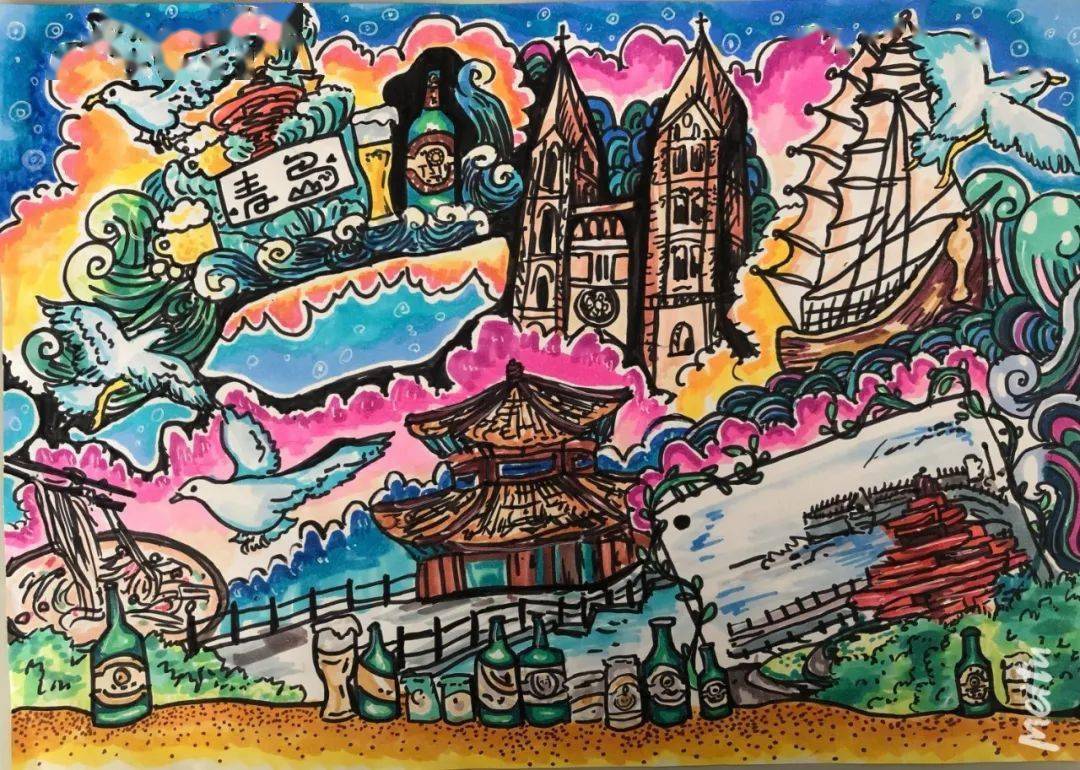 幸福生活节节高丨青岛学子用鲜艳色彩绘画幸福和美好