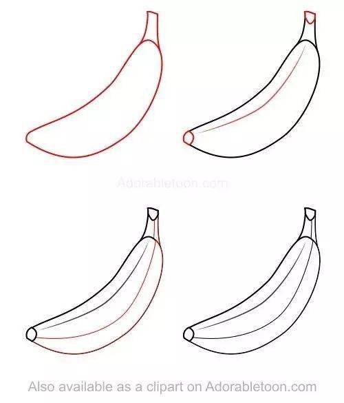 【简笔画】几笔画出这些蔬菜与水果_香蕉