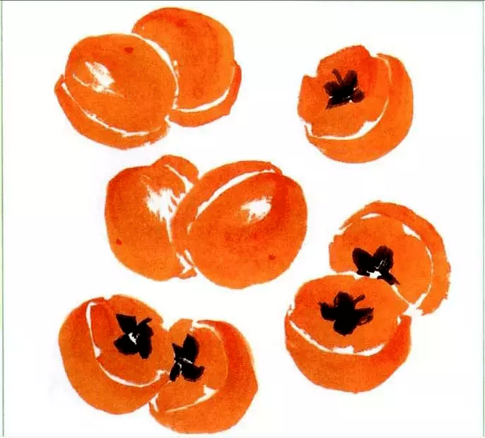 写意柿子的几种画法_叶子