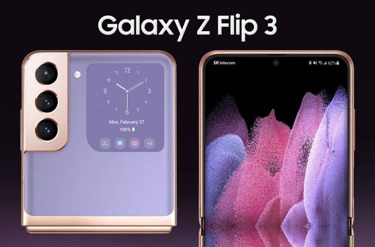 三星galaxyzflip3渲染图出炉类似于s21的后置镜头