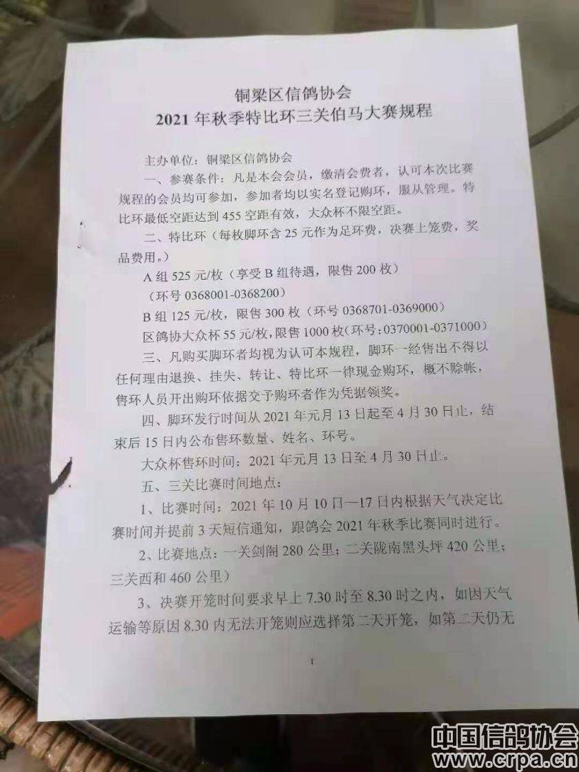 2021年秋季铜梁特比环三关伯马大赛规程
