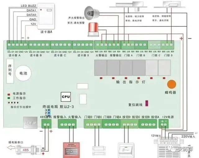 门禁控制系统接线原理图,如何安装布线?