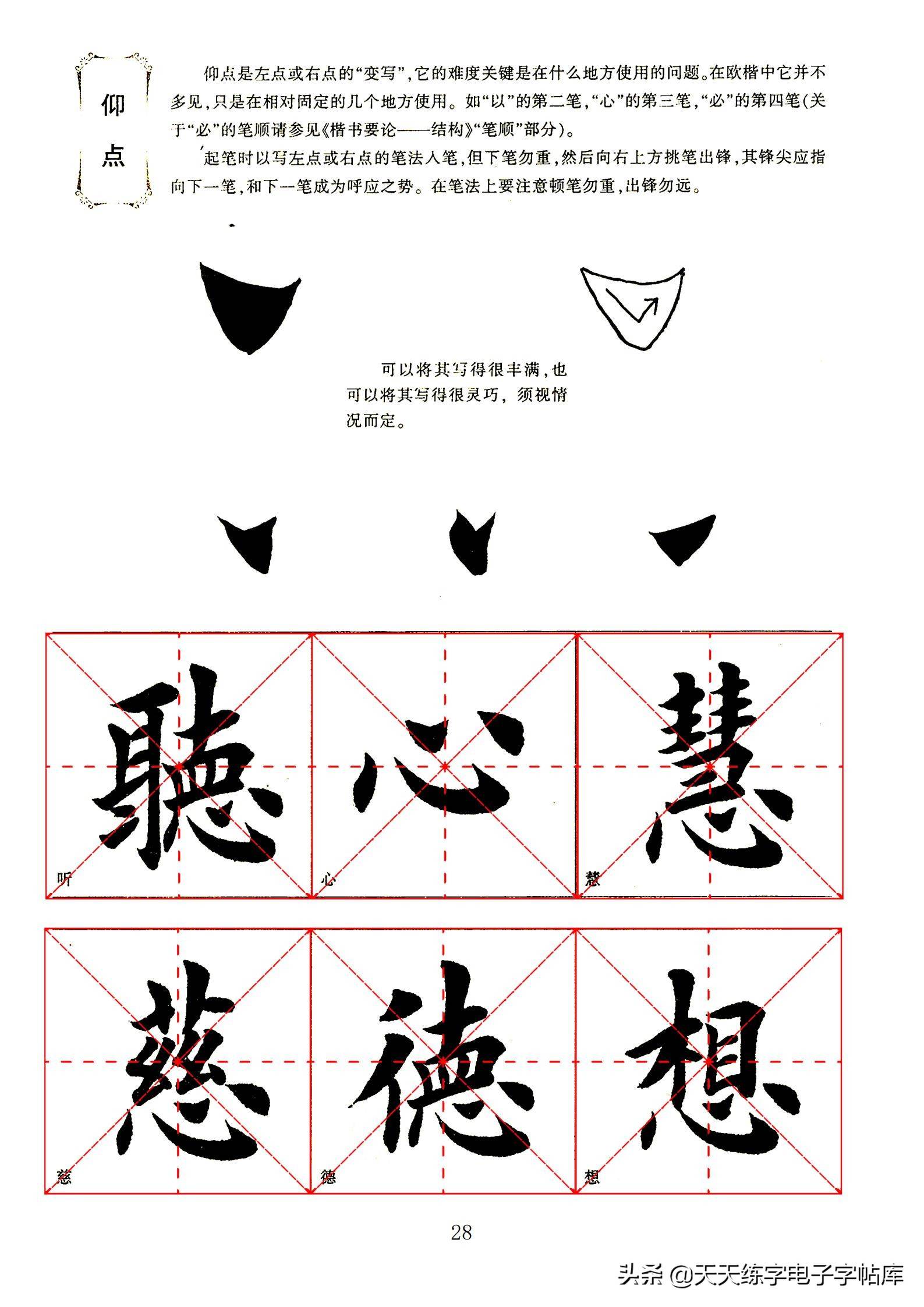 田英章毛笔楷书字帖基本笔画的书写一边看一边练收藏转发