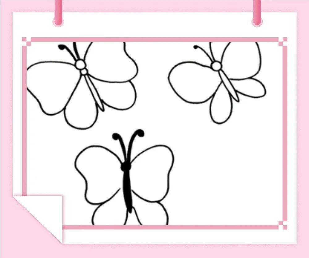 步骤一:观察蝴蝶的造型,用勾线笔画出蝴蝶的形状
