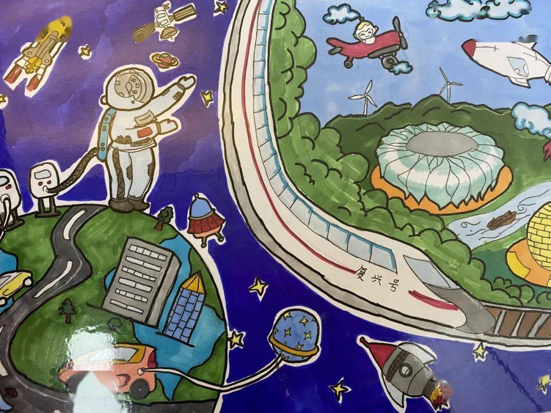 ——科幻画来袭 三四年级的学生结合2022年的亚运会,以"绿色,只能