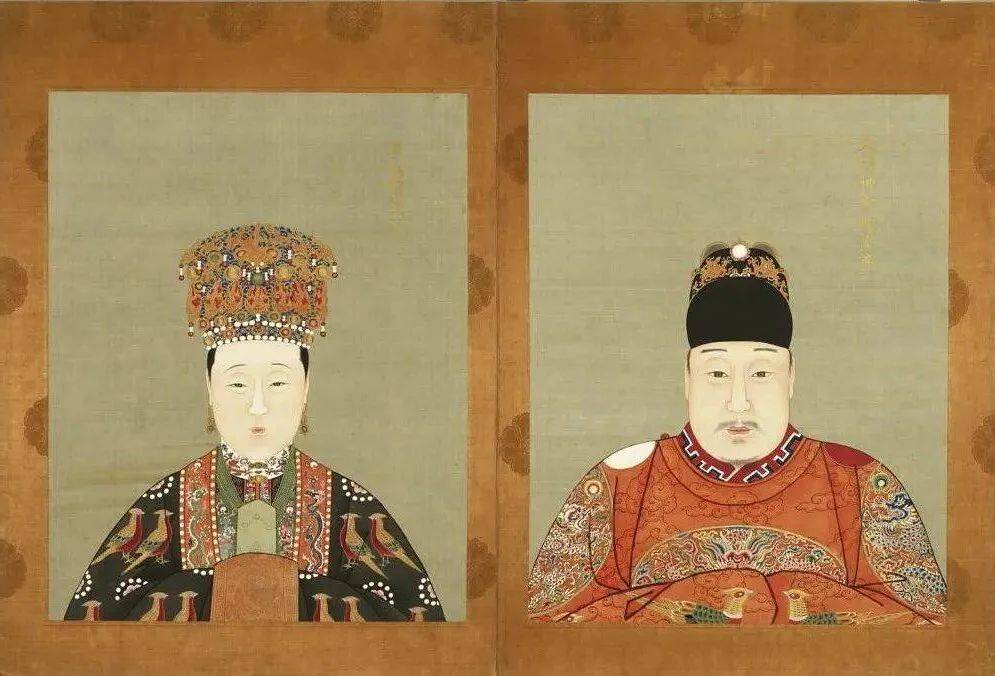 明代帝后半身像(二)册 世宗肃皇帝 孝洁肃皇后 绢本设色 63.6×51.