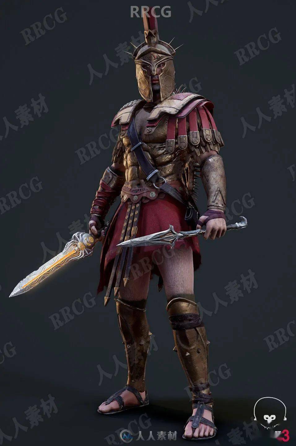 奥德赛游戏古罗马斯巴达战士角色高质量3d模型