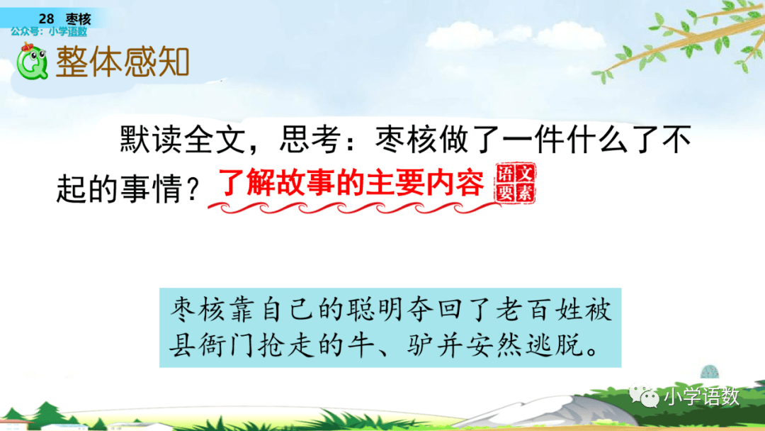 在线课堂统编版三年级下册第28课枣核图文讲解教学视频知识点同步练习