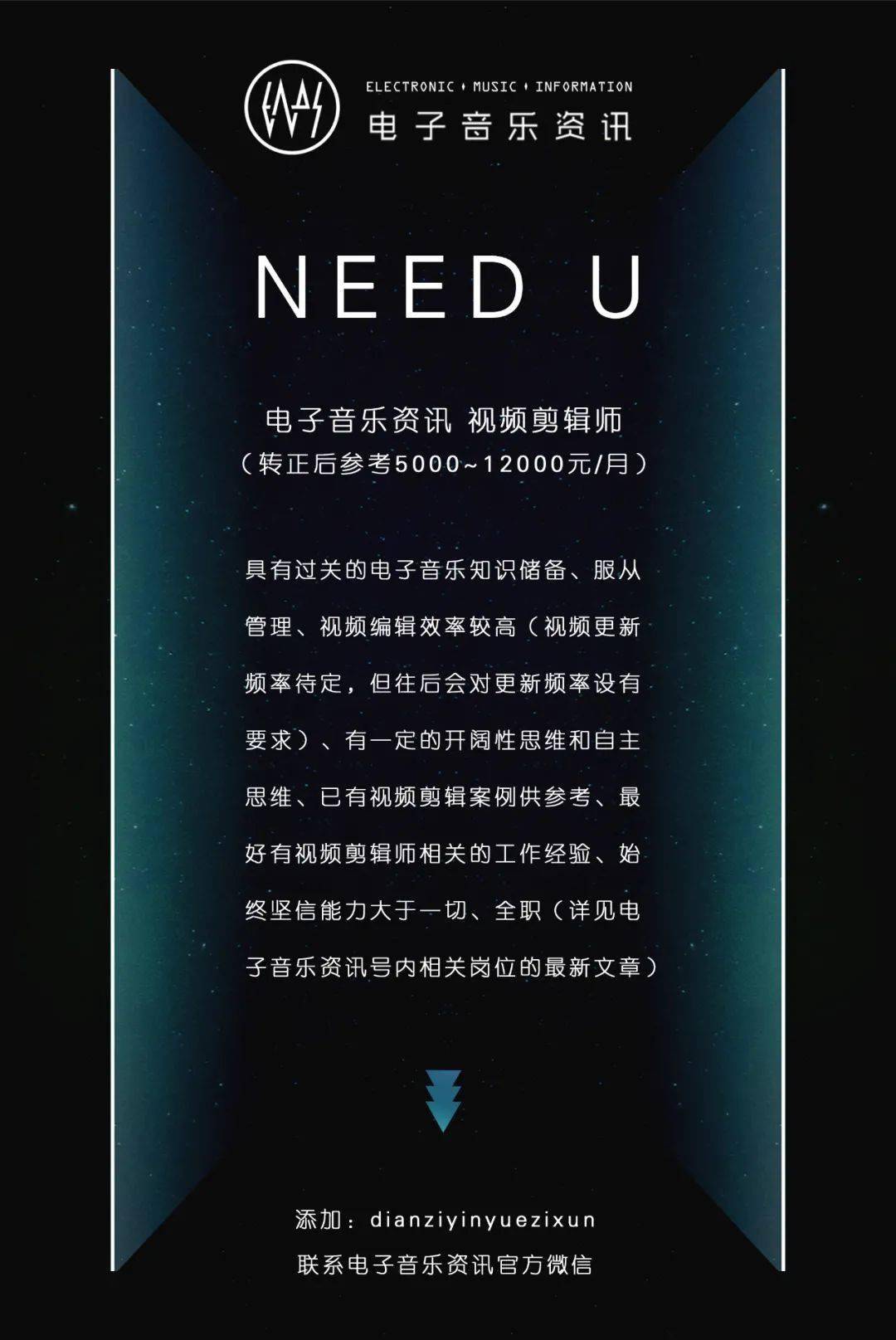 我们在极大程度上降低了对视频剪辑师的两项至高要求