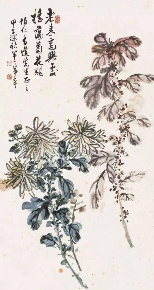 陈半丁菊花欣赏