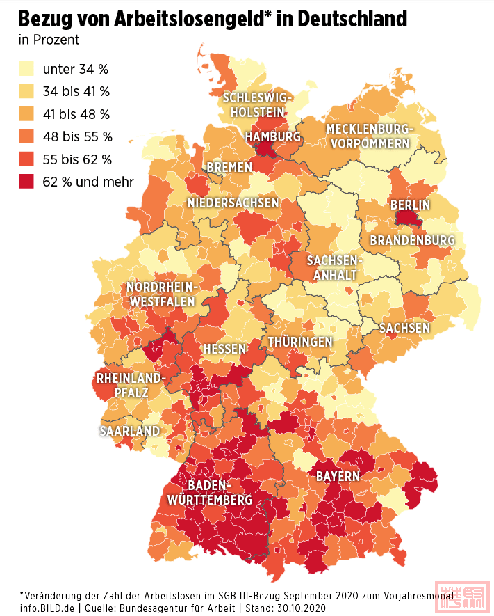 德国最新的失业地图