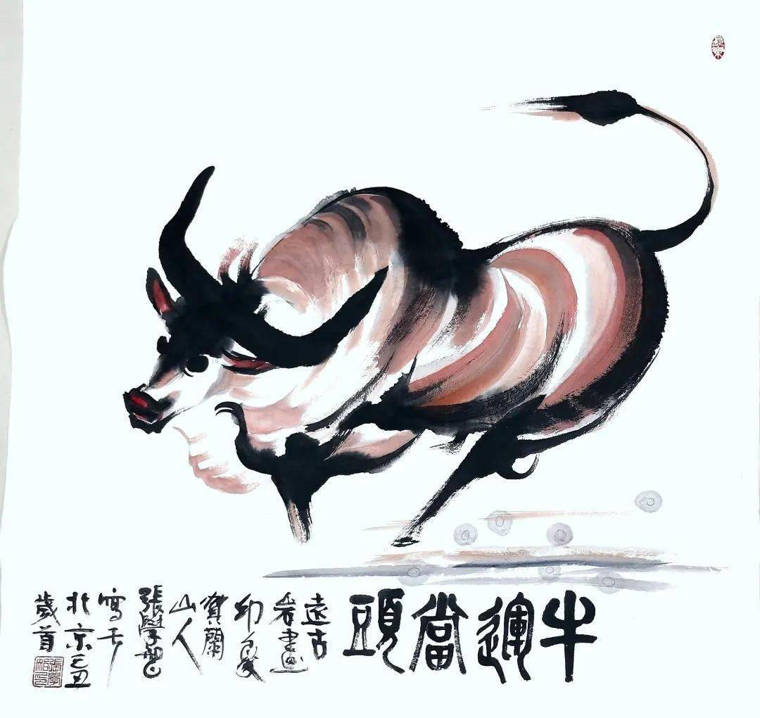 牛年画牛—— 宁夏著名画家张学智印象岩画十二生肖系列牛作品欣赏