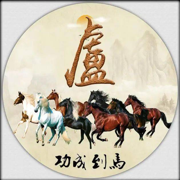 八骏图搭配姓氏换成微信头像寓意马到成功