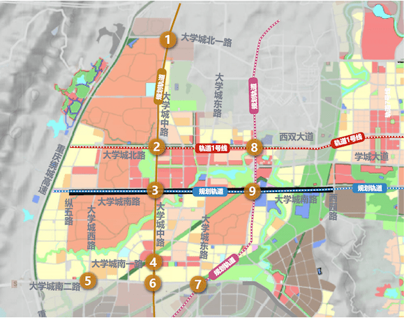大学城片区立交改造范围.重庆高新区供图