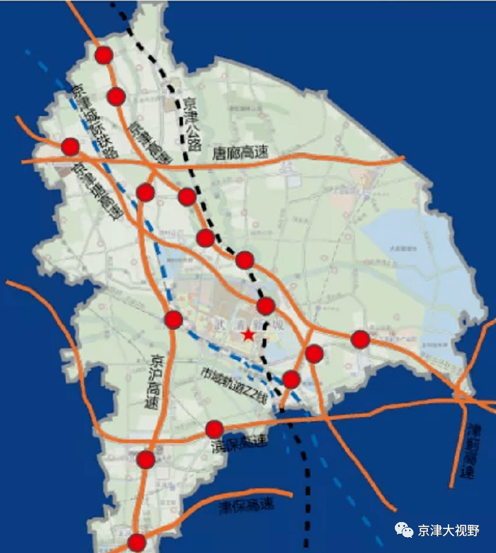 规划的通武廊市域(郊)铁路南起天津北辰区北辰科技园北站,北至北京