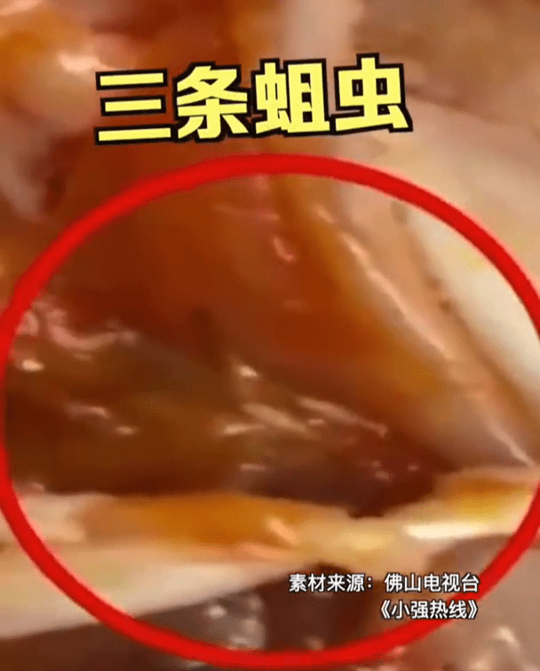 女子称烤鸡腿吃一半发现蠕动活蛆!商家:温度这么高怎么还会动?