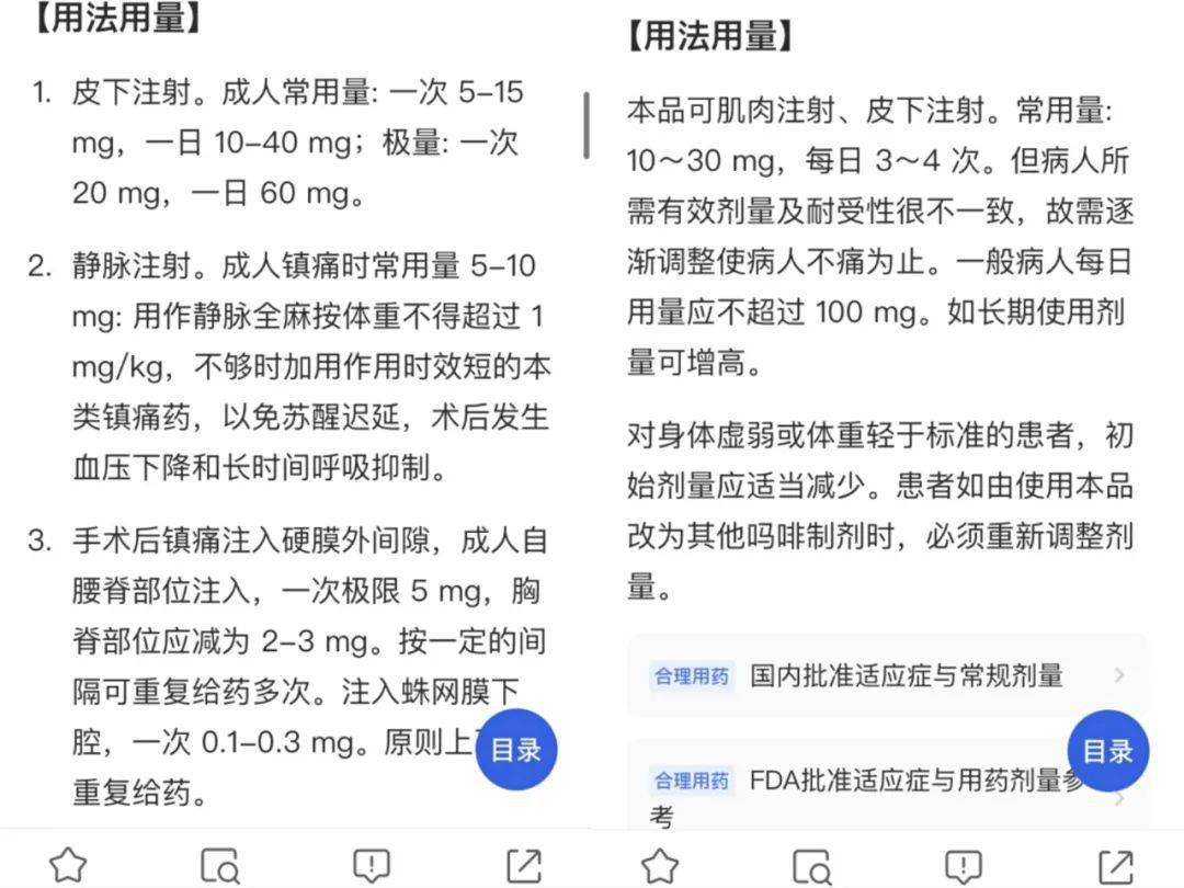 硫酸吗啡注射液和盐酸吗啡注射液说明书上记载的用法如下:一 说明书上